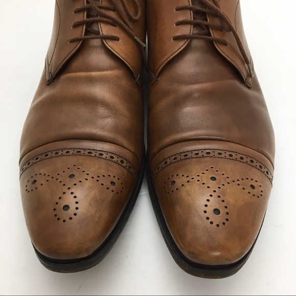 Prada Cap-Toe Oxford Leather Dress Shoes Tan Brown - Picture 3 of 8
